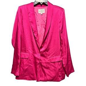 HAUTE MONDE pink satin elegant lightweight blazer NWOT Sz L